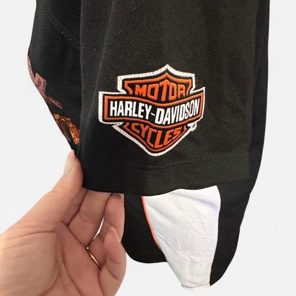 Harley-Davidson Black and Orange Sequin Women's Tee - Picture 3 of 7